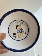 ARTIST BEAR Teddy Painter Bowl Food Dish Vintage French Beret Scarf Stripe Art picture