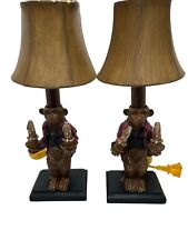 Pair Of Vintage Butler Bellhop Monkey Small Table Lamps With Shades Works picture