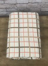 Vintage Flat Sheet Full Double Tan Brown Orange Plaid St. Mary's  picture