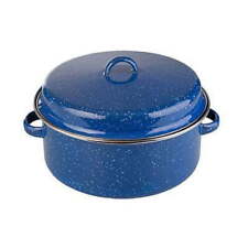 5 quart Enamel Cook Pot with Lid Sauce Pan Camping Pot Cookware Blue/White picture