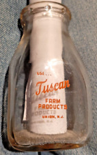 TUSCAN  FARM PRODUCTS Half pint GLASS MILK BOTTLE UNION N. J. picture