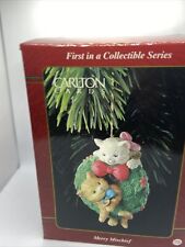 1996 Carlton Cards Merry Mischief Makers Ornament 1st Cats in Wreath First #1 picture