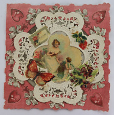 Victorian Era Large Format Die-Cut Valentine's Day Card with Angels & More picture