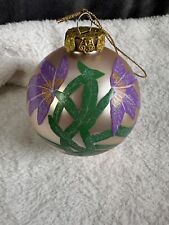 Beautiful Large Vintage Hand painted Floral Glass Christmas Ornament picture