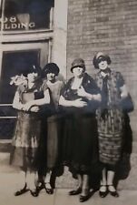 Antique Photo Snapshot Group Of Young Women in Hats Posing Camera 1910s 1920s picture