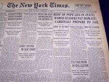 1939 FEBRUARY 11 NEW YORK TIMES - BODY OF POPE LIPS IN STATE - NT 4358 picture