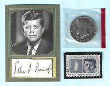 JOHN F KENNEDY COLLECTION - BICENTENNIAL HALF DOLLAR + JFK STAMP + TRADING CARD picture