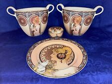 Breathtaking Mucha Trust Collection: Rare Set of Two Vases, Plate and Round-Box picture