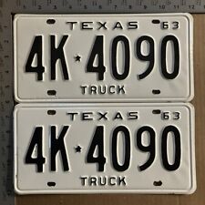 1963 Texas truck license plate pair 4K 4090 YOM DMV clear Ford Chevy Dodge 7459 picture