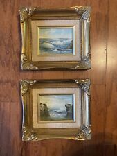 Acrylic Ocean Scene Paintings Vintage Gold Frames picture