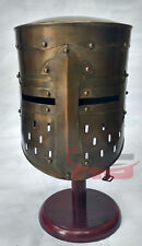 Crusader Great Helm Brass Antique Medieval Knights Templar Helmet Armor picture