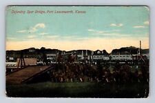 Fort Leavenworth KS-Kansas, Defending Spar Bridge, Antique, Vintage Postcard picture