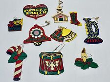 Fabulous Lot Of 10 Vintage Flat Wooden Hand Painted Christmas Ornaments picture