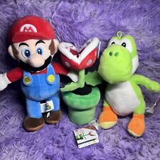 Lot of 3 Super Mario Plush Toys - Yoshi, Mario and Piranha Plant picture