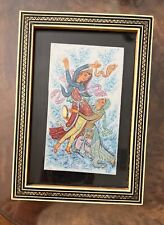 Persian Handcrafted Miniature Painting  Dancer & Musician in Khatam Frame Signed picture