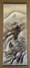 Japanese Painting Hanging Scroll  Mountain Village Snow Landscape Asian Art #04 picture