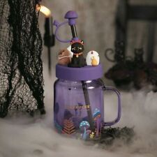Hot Starbucks Kohl's Magic Black Cat Mushroom Purple Fashion Glass Straw Mug picture