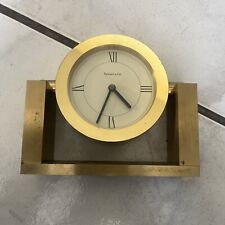 TIFFANY & CO. Brass Swiss Desk Clock  Vintage Tilt Design Untested picture