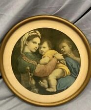 Rare Antique Madonna And Child Print  11 Inches picture
