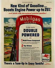 Vintage Print Ad 1954 Mobilgas Special Fuel Premium Gasoline Engine Power Octane picture