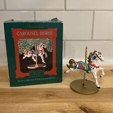 1989 Hallmark Christmas Carousel Horse SNOW Ornament 1 of 4 Vintage Collectible picture