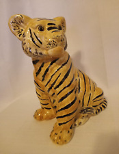 Vintage Large Hand Painted Sitting Tiger Figurine Ceramic 15