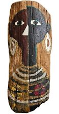 Vintage Ethnographic Painting on Wood Wall Hanging Tribal Art Signed A.S. picture