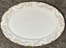 Vintage OP Co. Syracuse China Oval Serving Platter Small Rose Garland Gold Trim picture