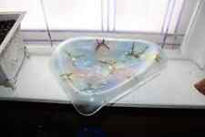 Large Mid Century Modern Higgins Glass Footed Butterfly Bowl 1960s picture