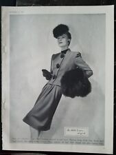 1942 Adele Simpson original women's wool suit dress fur muff vintage fashion ad picture