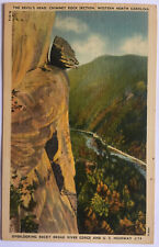 The Devil Head Chimney Rock Section Western North Carolina Linen Postcard picture