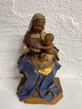 Anri Hand Carved Wooden Madonna w/ Child Holding Grapes M K Kaslatter Vtg picture