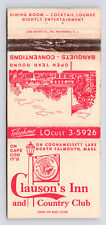c1950s~North Falmouth Massachusetts~Clauson’s Inn Country Club~ Matchbook Cover picture