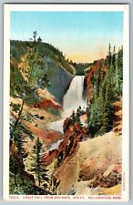 Great Falls from Red Rock - Yellowstone Park - Vintage Postcard - Unposted picture