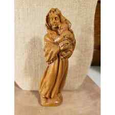 Vintage Olive Wood Carving of Madonna Mary & Child Jesus Made in Bethlehem 1980s picture