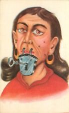 C-1910 Artist impression Man with lock & Key device on mouth Postcard 22-11260 picture