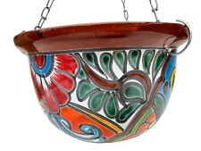 Talavera Hanging Planter w/Chain Home Decor Mexican Pottery Folk Art Handpainted picture