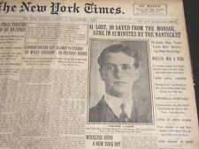 1914 JANUARY 31 NEW YORK TIMES - 41 LOST 99 SAVED FROM THE MONROE - NT 6656 picture