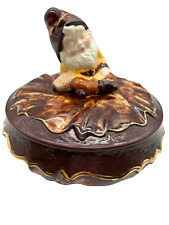 MCM Sleeping Elf Trinket Box Candy Nut Dish with Lid Christmas Holiday picture