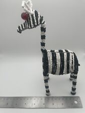 Unique Handmade Beaded Giraffe Sculpture Black And White Excellent Condition picture