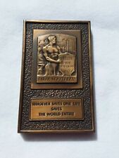 Vintage Bronze Commemorative Oskar Schindler Nazi Award Jewish Interest WWII picture