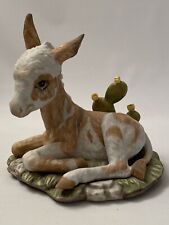 Homco Masterpiece Porcelain Figurine Signed Baby Donkey Burro Cactus 1985 EUC picture