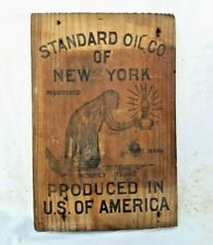 Vintage 1880's Old Antique Rare Standard Oil Stand Wooden Engraved Sign Board picture