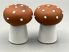 Vintage 1960's Ceramic Salt & Pepper Shakers Mushroom/Toadstool Pattern picture