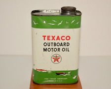 Vintage Texaco Outboard Motor Oil Tin Can QT - 1/2 Full - NICE picture