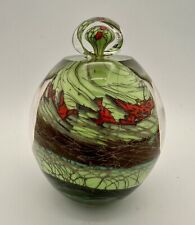 Signed Steven Main Art Glass Round Perfume Bottle - Forest Series picture