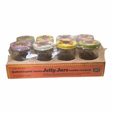 8 Vtg Ball Quilted Crystal Jelly Mason Jars 6 Oz with Fruit Lids FACTORY SEALED picture