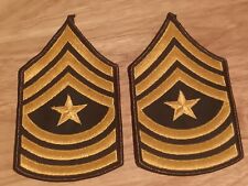 NOS 1pr. OD GREEN AND GOLD US ARMY SERGEANT MAJOR PATCH Merrowed Edge Regulation picture