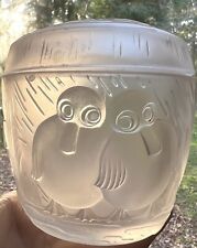 Vintage Blown Satin Czech? Glass Jar With Lid Penguin Couple Thick & Solid 4.25