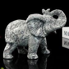 Elephant Hand Carved Crocodile Jasper Stone Natural Crystal Quartz Healing Decor picture